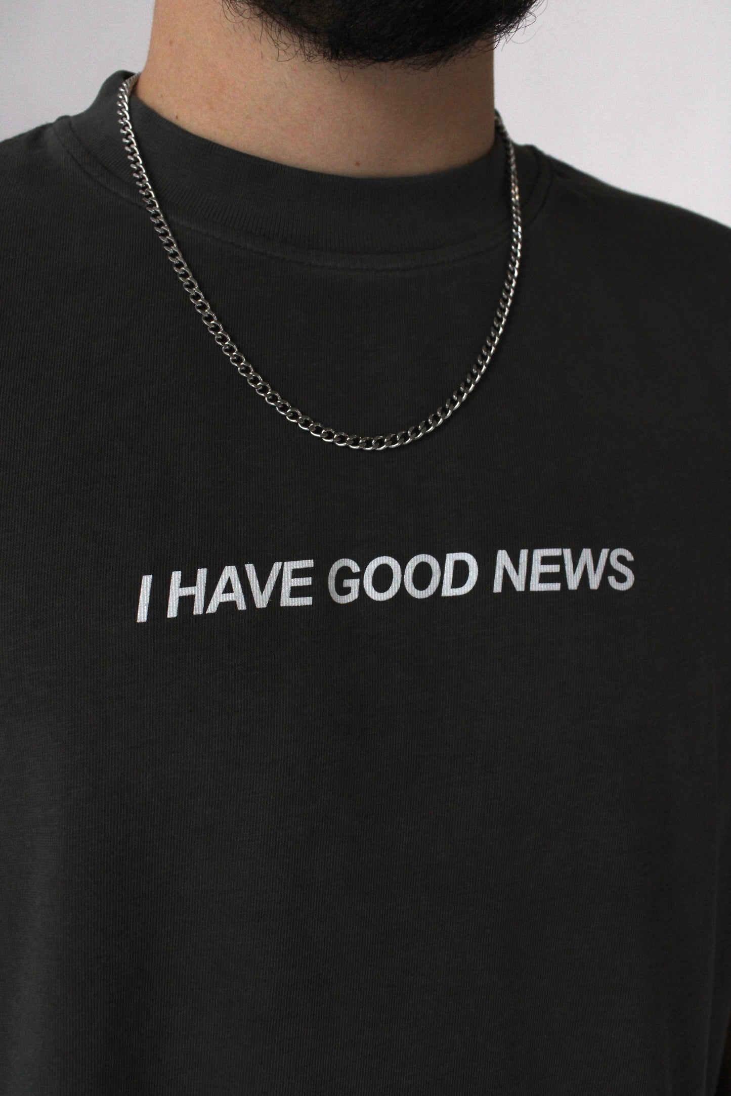 I Have Good News Tee - Charcoal